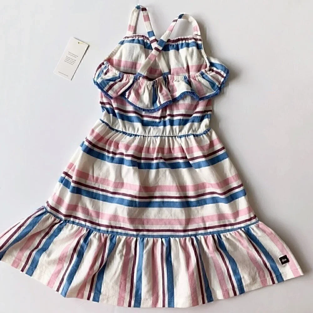 NWT Tea Collection Striped Ruffle Girl Dress 2T